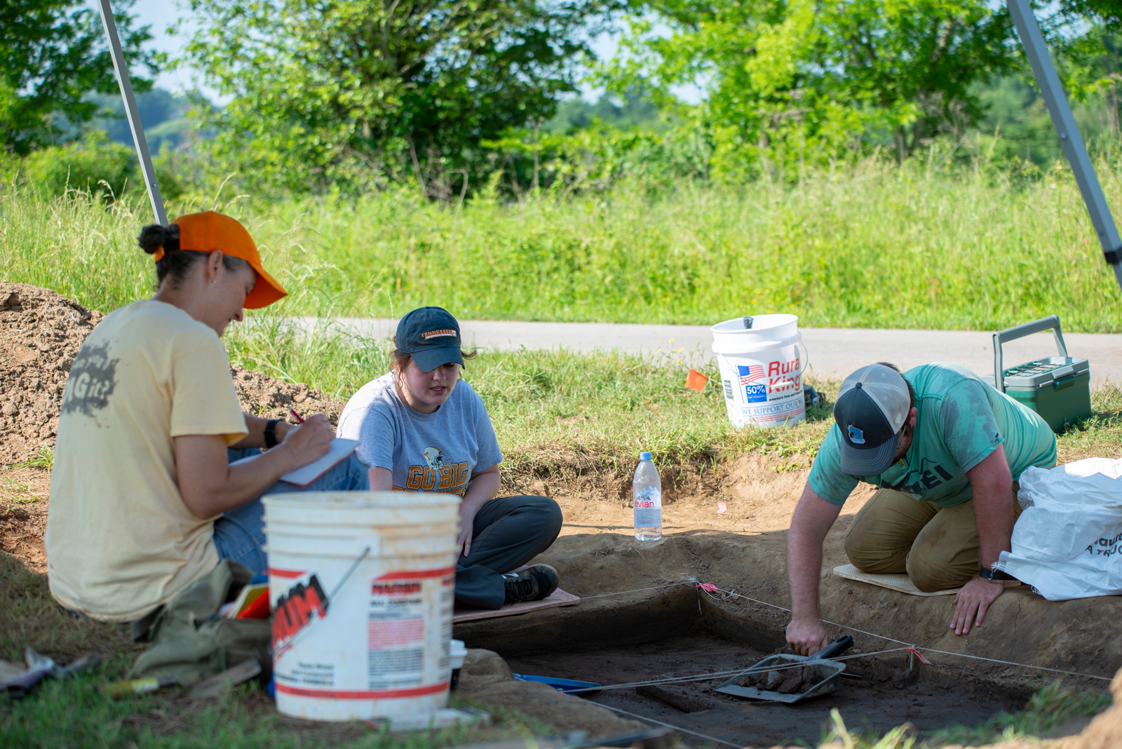 Researchers from the Field School at the Cherokee Farm archaeological site