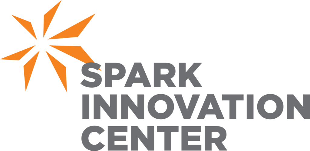 Spark Innovation Center logo with an orange element on the top left corner.